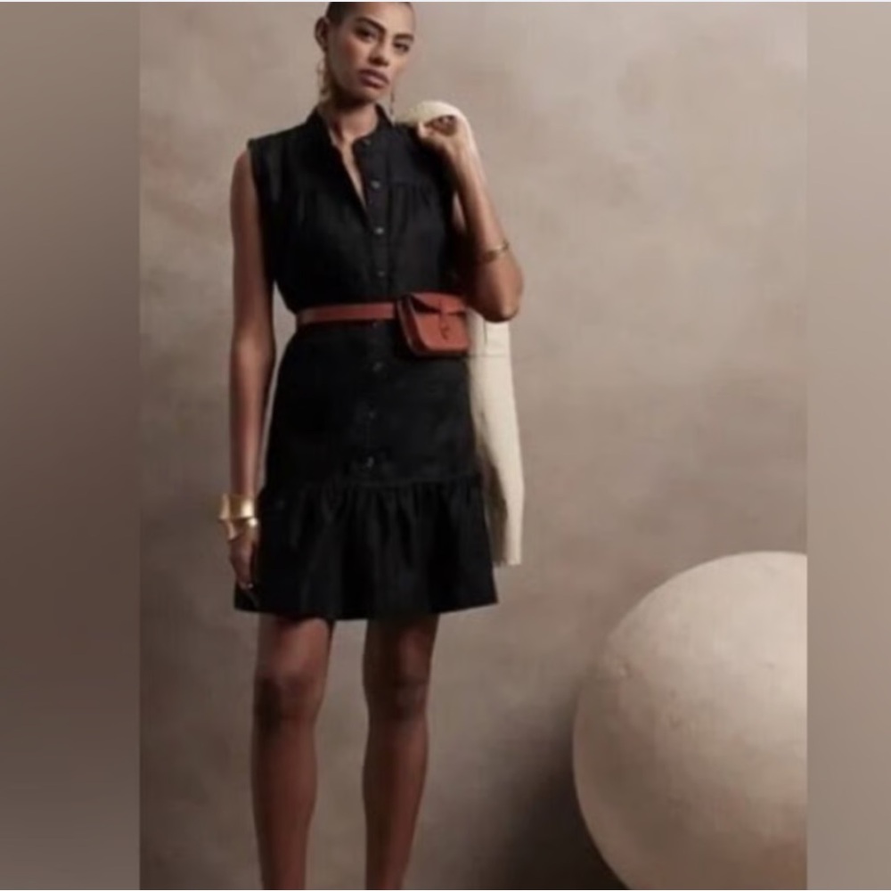 Banana Republic black linen dress.